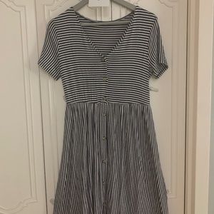 West Kei Navy Blue Striped Dress